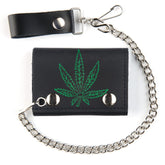 Wholesale Pot Leaf Patterned Leather Wallets With Chain